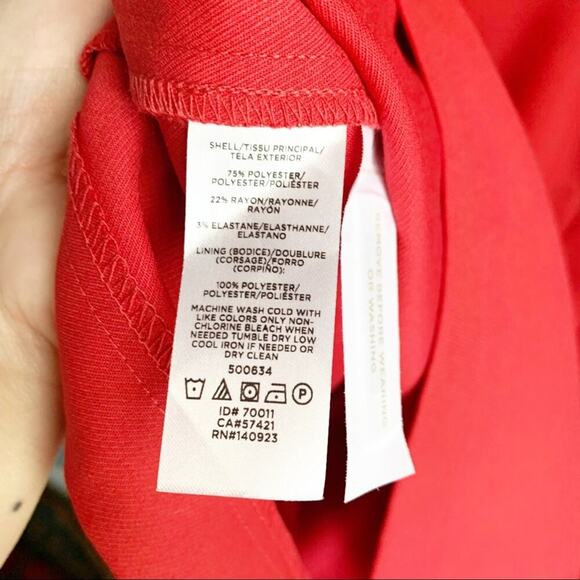 LOFT Sleeveless Faux Wrap V-Neck Cap Sleeve Dress Red Size 2 NWT Side Buttons - Picture 8 of 11